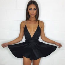 Load image into Gallery viewer, BKLD Sexy Strap Satin Backless Dress Casual Deep V Neck Sleeveless Elegant Night Party Vestidos 2018 Summer A-line Short Dresses